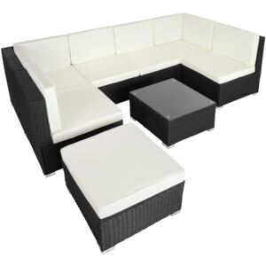Tectake 403421 rattan garden furniture lounge venice - black
