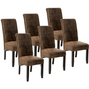 Tectake 403501 6 dining chairs with ergonomic seat shape - antique brown