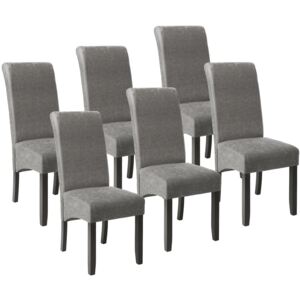 Tectake 403629 6 dining chairs with ergonomic seat shape - gray marbled