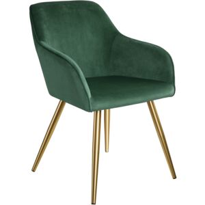 Tectake 403651 chair marilyn with armrests and gold legs - dark green/gold