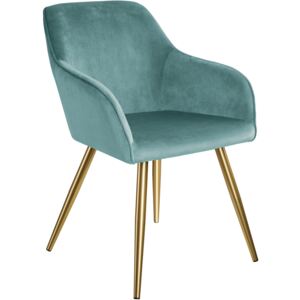 Tectake 403655 chair marilyn with armrests and gold legs - turquoise/gold
