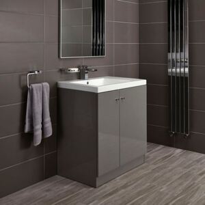 Bathstore Alpine Duo 750mm Basin and Floorstanding Vanity Unit - Gloss Grey