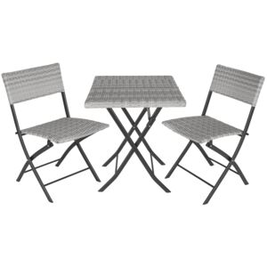 Tectake 403714 rattan garden furniture set trevi - light grey