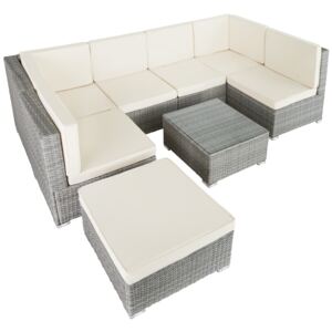 Tectake 403700 rattan garden furniture lounge venice - light grey