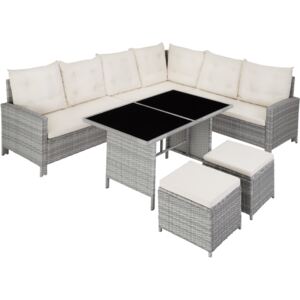 Tectake 403720 barletta rattan garden furniture set, variant 2 - light grey