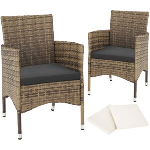Tectake 403775 2 garden chairs rattan + 4 seat covers model 1 - nature