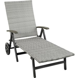 Tectake 403746 sun lounger with armrests auckland - light grey