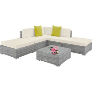Tectake 403744 rattan garden furniture set paris, variant 2 - light grey
