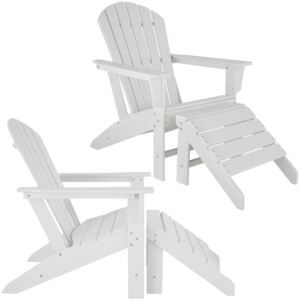 Tectake 403809 set of 2 garden chair janis with footstool joplin - white
