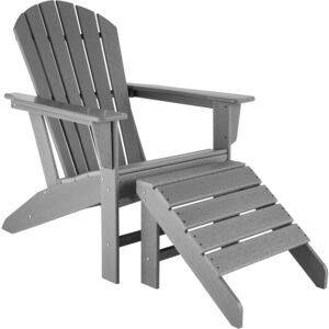 Tectake 403804 garden chair janis with footstool joplin - grey