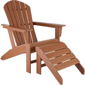 Tectake 403803 garden chair janis with footstool joplin - brown