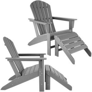 Tectake 403808 set of 2 garden chair janis with footstool joplin - grey