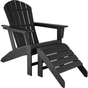 Tectake 403802 garden chair janis with footstool joplin - black