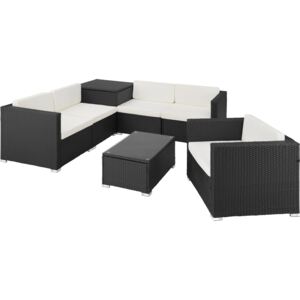 Tectake 403828 rattan garden furniture lounge pisa - black
