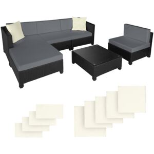 Tectake 403833 rattan garden furniture set with aluminium frame, variant 2 - black