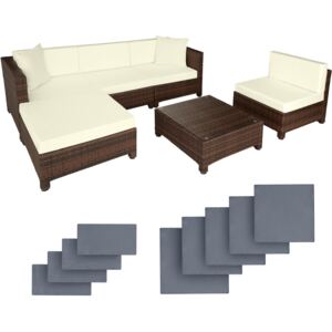 Tectake 403834 rattan garden furniture set with aluminium frame, variant 2 - black/brown