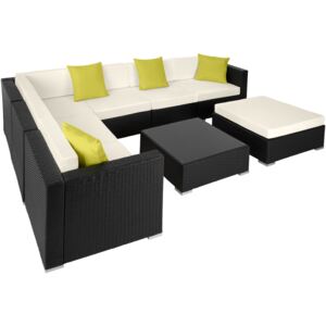 Tectake 403836 rattan garden furniture lounge marbella - black