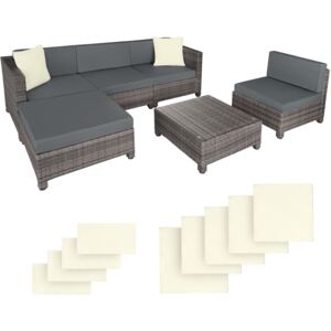 Tectake 403835 rattan garden furniture set with aluminium frame, variant 2 - grey