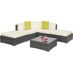 Tectake 403832 rattan garden furniture set paris, variant 2 - grey