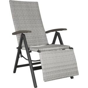 Tectake 403860 reclining garden chair with footrest - light grey