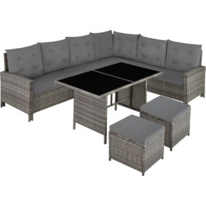 Tectake 403878 barletta rattan garden furniture set, variant 2 - grey/beige