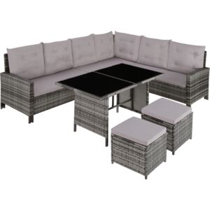 Tectake 403879 barletta rattan garden furniture set, variant 2 - grey