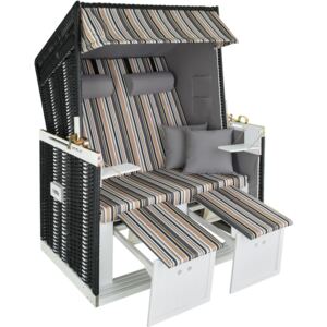 Tectake 403909 beach chair with cushion, variant 2 - black/grey/brown