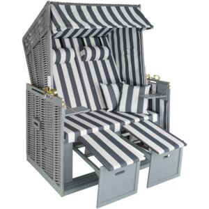 Tectake 403907 beach chair with cushion, variant 2 - grey/white