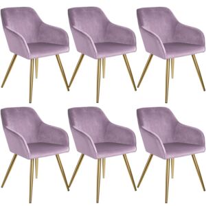 Tectake 404008 6 marilyn velvet-look chairs gold - pink/gold