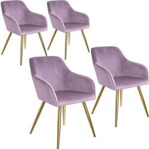 Tectake 404007 4 marilyn velvet-look chairs gold - pink/gold