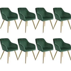 Tectake 404005 8 marilyn velvet-look chairs gold - dark green/gold