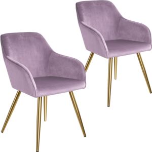 Tectake 404006 2 marilyn velvet-look chairs gold - pink/gold