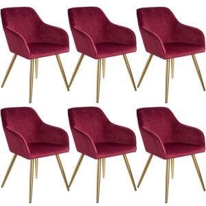 Tectake 404000 6 marilyn velvet-look chairs gold - bordeaux/gold