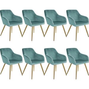 Tectake 404021 8 marilyn velvet-look chairs gold - turquoise/gold