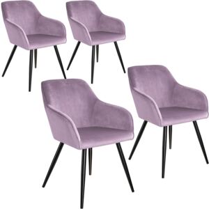 Tectake 404031 4 marilyn velvet-look chairs - pink/black