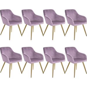 Tectake 404009 8 marilyn velvet-look chairs gold - pink/gold