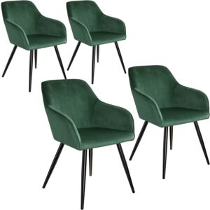 Tectake 404027 4 marilyn velvet-look chairs - dark green/black