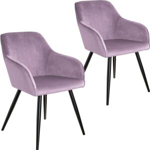 Tectake 404030 2 marilyn velvet-look chairs - pink/black