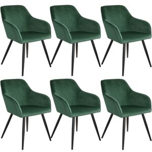 Tectake 404028 6 marilyn velvet-look chairs - dark green/black