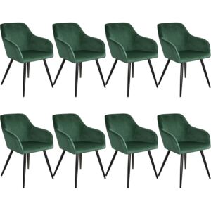 Tectake 404029 8 marilyn velvet-look chairs - dark green/black