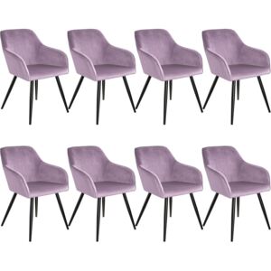 Tectake 404033 8 marilyn velvet-look chairs - pink/black