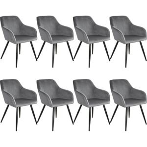 Tectake 404037 8 marilyn velvet-look chairs - grey/black