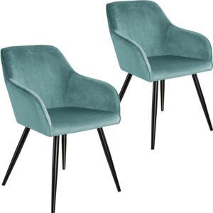 Tectake 404054 2 marilyn velvet-look chairs - turquoise/black