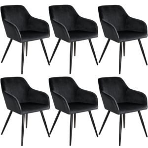 Tectake 404052 6 marilyn velvet-look chairs - black