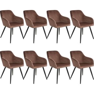 Tectake 404045 8 marilyn velvet-look chairs - brown/black