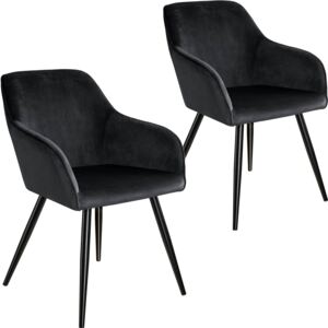 Tectake 404050 2 marilyn velvet-look chairs - black