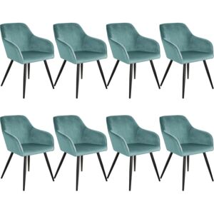 Tectake 404057 8 marilyn velvet-look chairs - turquoise/black