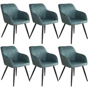 Tectake 404060 6 marilyn fabric chairs - blue/black
