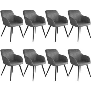 Tectake 404065 8 marilyn fabric chairs - grey/black