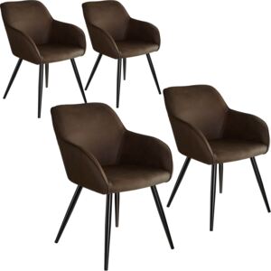 Tectake 404071 4 marilyn fabric chairs - dark brown/black